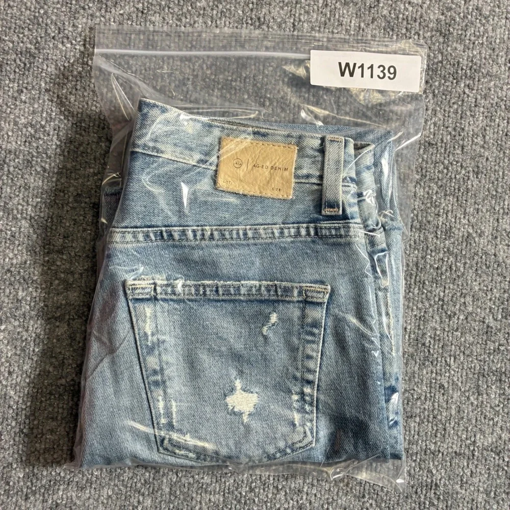 AG Kinsley High Rise Pop Crop Jeans‎ Womens 25 Light Wash Raw Hem Distressed